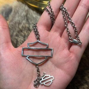 Vintage sterling silver Harley Davidson lariat drop necklace